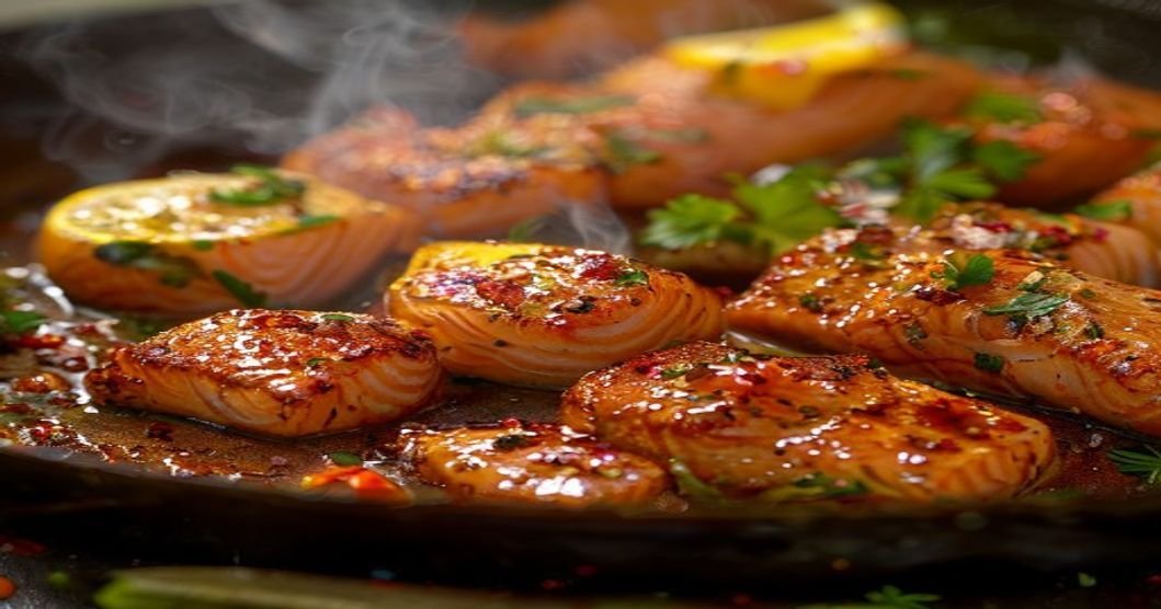 Spicy garlic butter salmon bites quick 10-minute recipe (119 chars)
