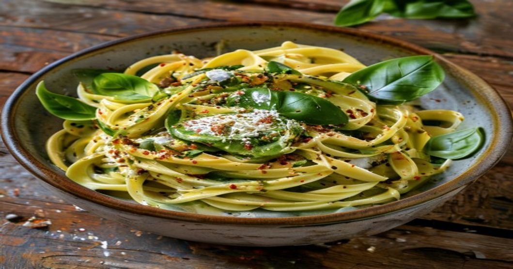 Creamy avocado pesto pasta in 15 minutes