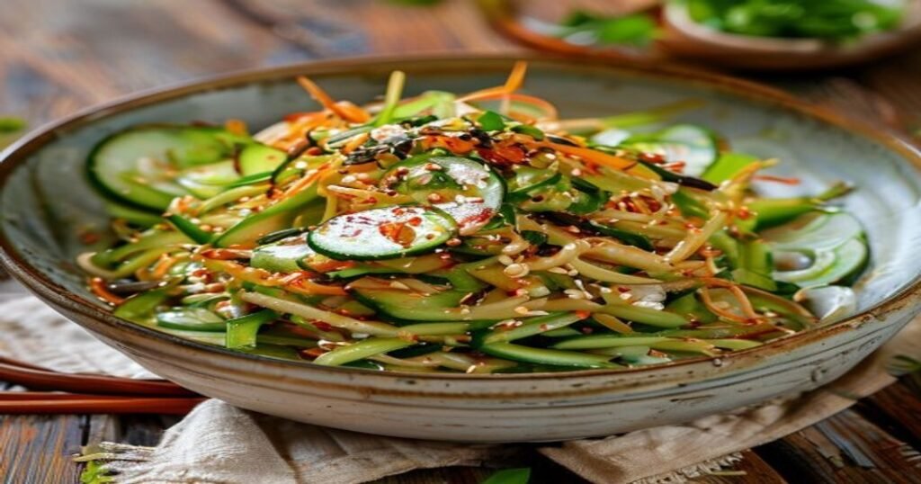 Quick 15-minute edamame soba noodle salad with fresh veggies and zesty dressing (118 characters)