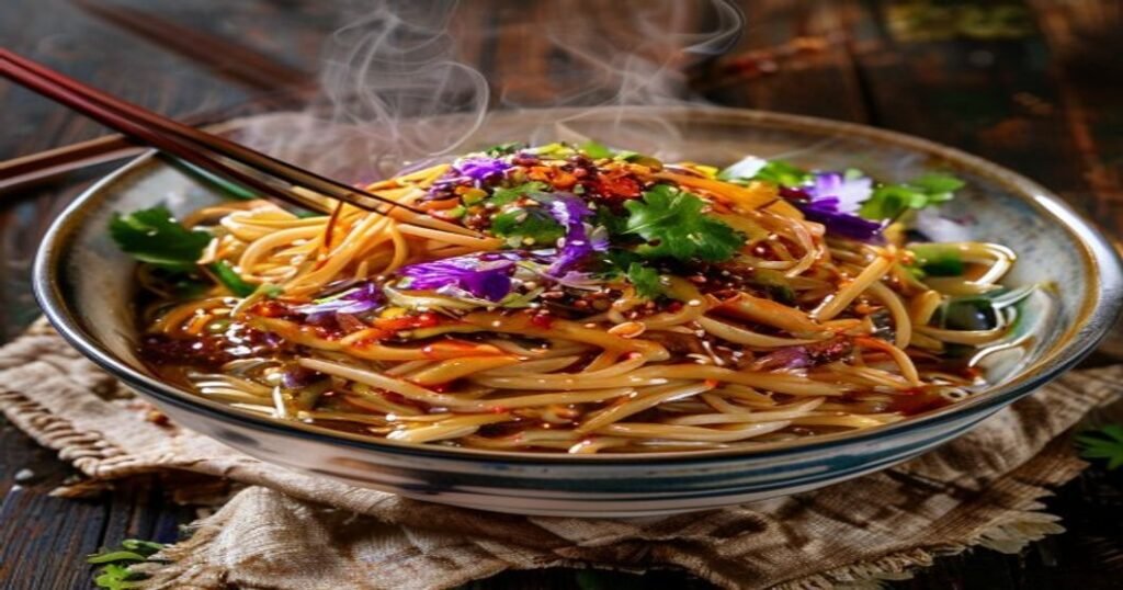 Spicy vegan peanut udon noodles ready in 15 minutes (118 characters)