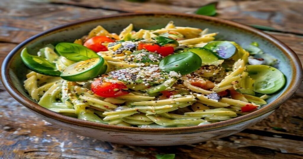 15-Minute Vegan Green Goddess Pasta Salad – fresh herbs, creamy dressing, ready fast!