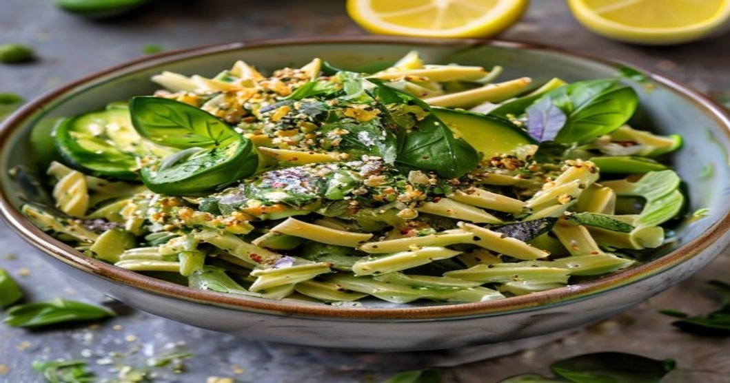 15-minute vegan green goddess pasta salad with fresh herbs and creamy dressing Easy vegan pasta salad with green goddess dressing in 15 minutes Quick vegan green goddess pasta salad recipe ready in 15 minutes Healthy vegan pasta salad with green goddess dressing under 15 minutes Vegan green goddess pasta salad with avocado and herbs in 15 mins