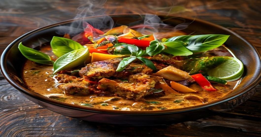 Spicy vegan Panang curry with tofu in 15 minutes – easy plant-based Thai recipe (119 chars)