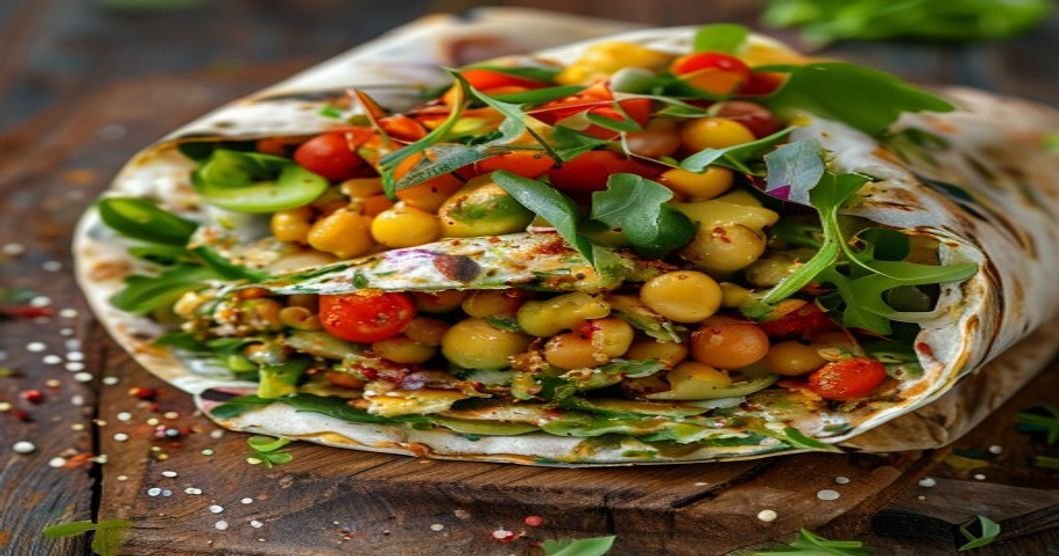 Quick vegan lunch: 15-minute smashed avocado & chickpea wrap with fresh greens and spices