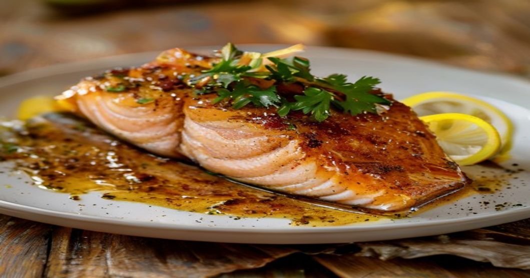 Creamy garlic butter salmon fillet with herbs in 20 minutes, quick dinner recipe