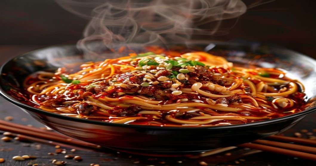 Spicy Dan Dan noodles quick 20-minute recipe with chili oil and sesame paste (118 characters)