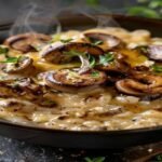 Vegan creamy mushroom risotto ready in 20 minutes with rich flavors and smooth texture