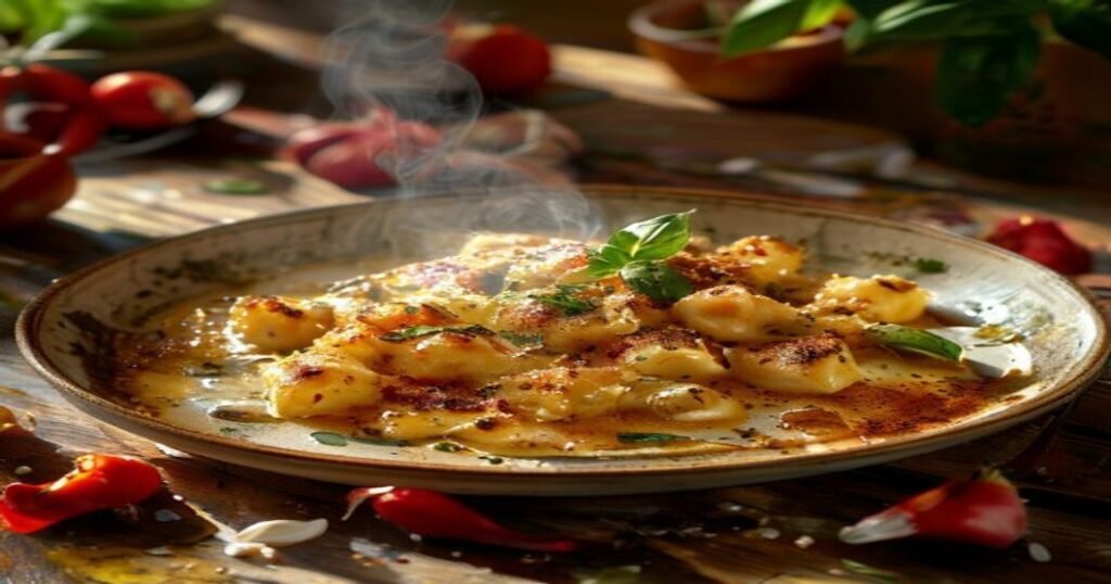Spicy vegan creamy roasted red pepper gnocchi ready in 20 minutes (118 characters)