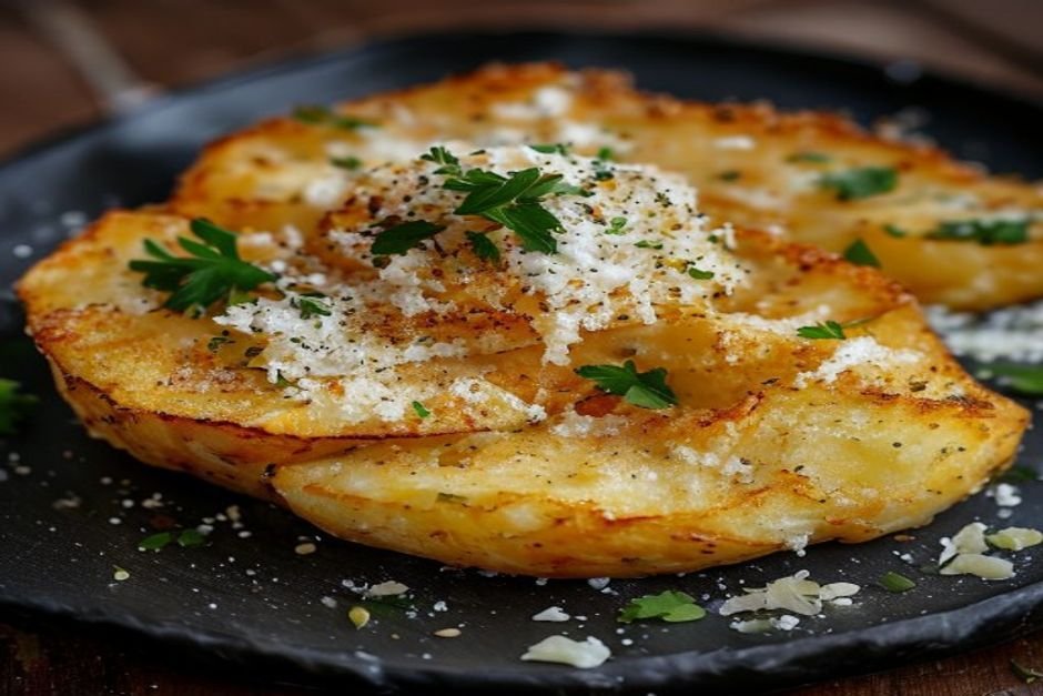 Crispy Smashed Potatoes with Garlic and Parmesan Cheese