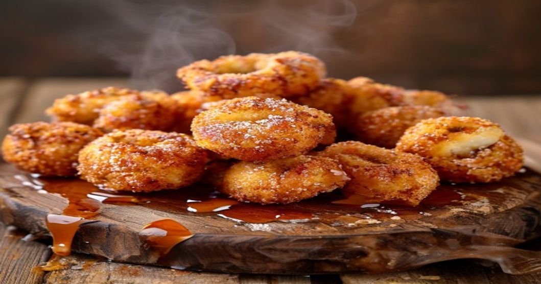 Golden air fryer apple fritters dusted with cinnamon sugar ready in under 20 minutes (118 chars)