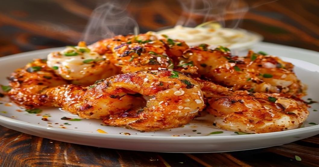 Spicy crispy air fryer bang bang shrimp with creamy sauce (118 characters)