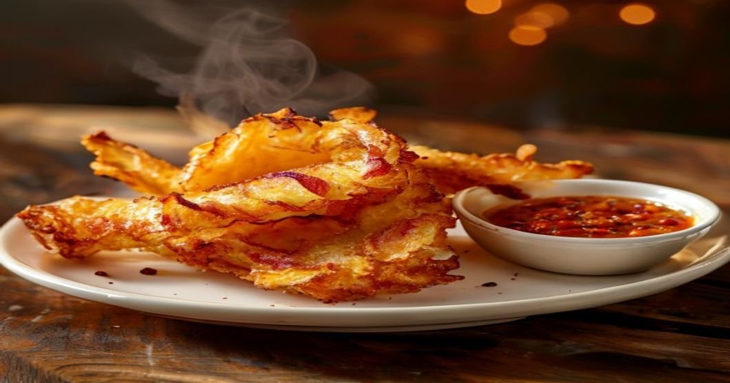 Air Fryer Blooming Onion with Spicy Dipping Sauce