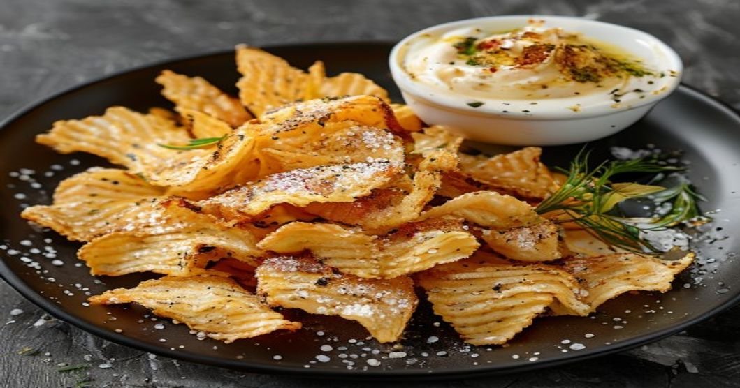 Air Fryer Pasta Chips with Whipped Feta Dip