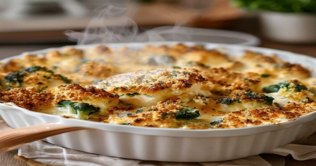 Baked Cauliflower & Broccoli Casserole with Nutritional Yeast