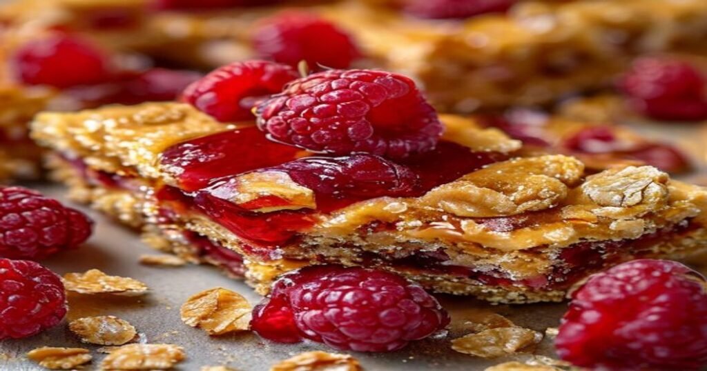 Raspberry oatmeal bars with sweet glaze bakery-style dessert recipe (118 characters)