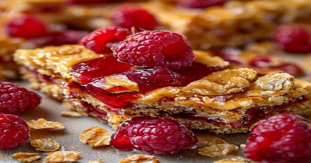 Raspberry oatmeal bars with sweet glaze bakery-style dessert recipe (118 characters)