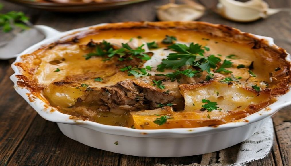 Beef & sweet potato shepherd's pie with roasted garlic mash