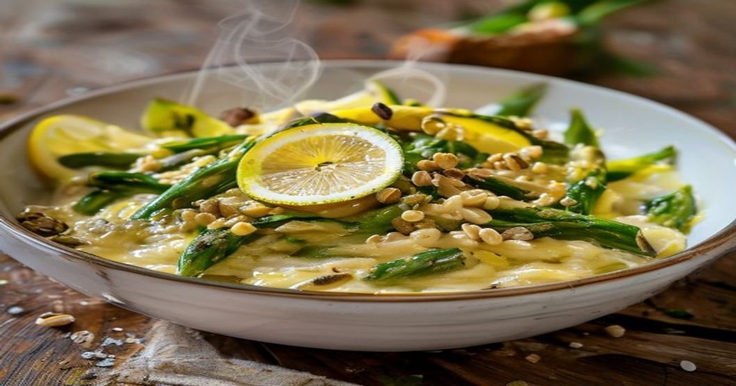 Creamy Lemon Asparagus Risotto (Dairy-Free)