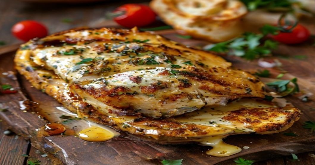 Creamy spinach artichoke stuffed chicken breast with melted cheese and herbs (118 characters)