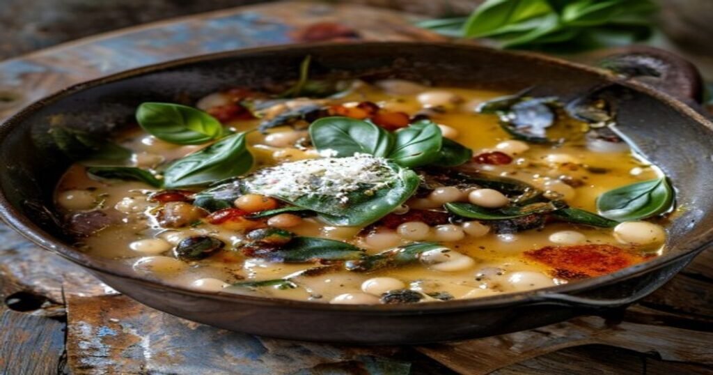 Creamy Tuscan white bean skillet with spinach & garlic