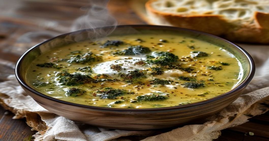 Creamy Vegan Broccoli & Cheeze Soup in a bowl