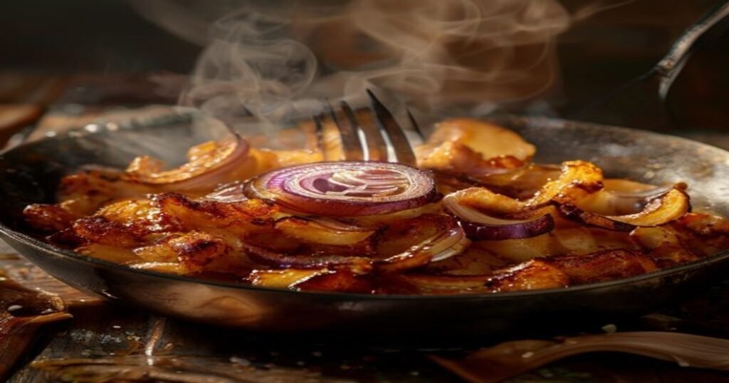 Crispy hashbrown skillet with caramelized onions