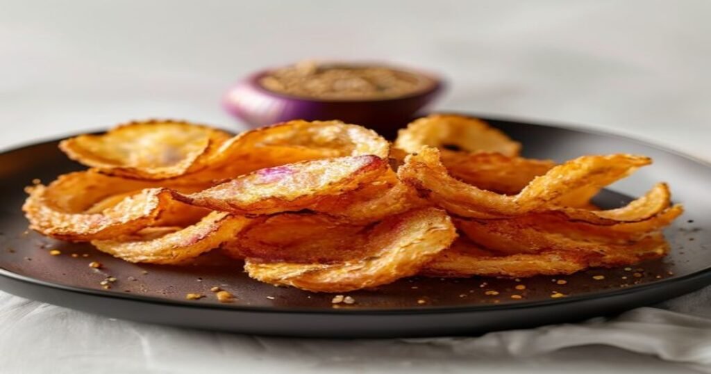 Crispy onion ring chips made with just 2 ingredients—easy snack formula!