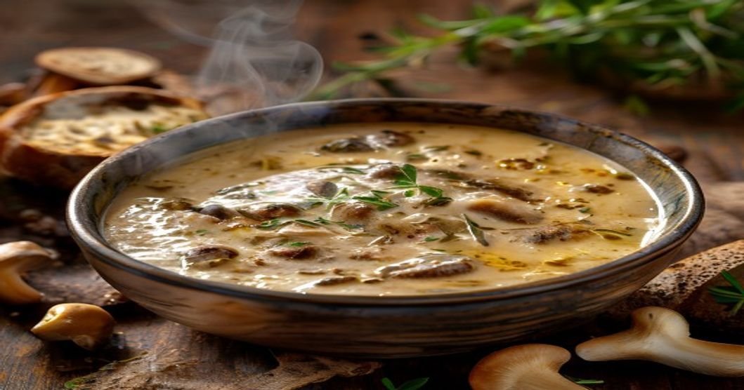 Dairy-free Cream of Mushroom Soup in a bowl