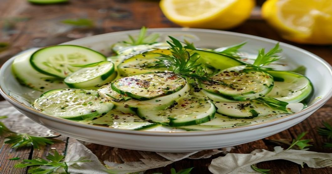 Dairy-free creamy cucumber dill salad with fresh herbs