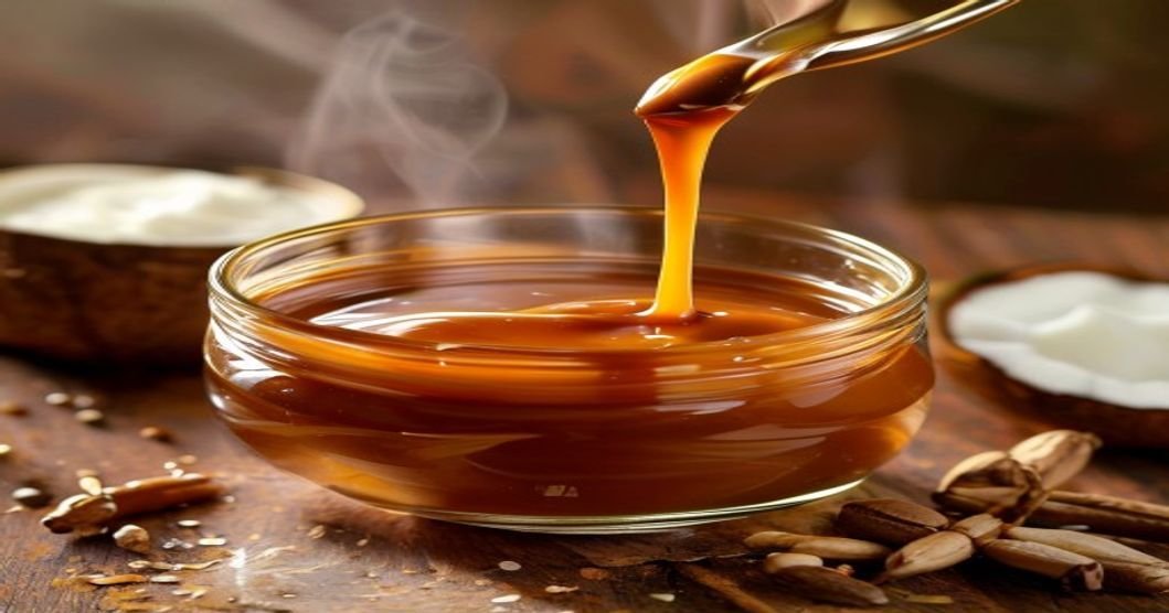 Dairy-free vegan caramel sauce made with coconut milk