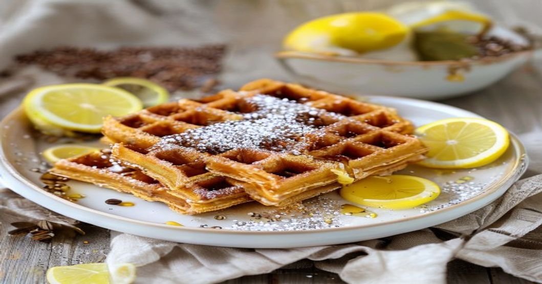 Easy vegan lemon poppyseed waffles with bright citrus flavor