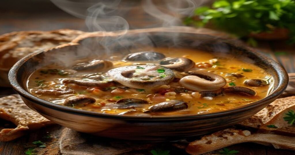 Easy vegan mushroom barley stew, hearty and comforting