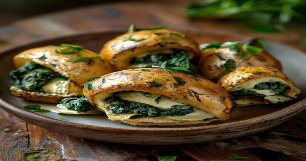 Easy vegan stuffed mushrooms with spinach & herbs