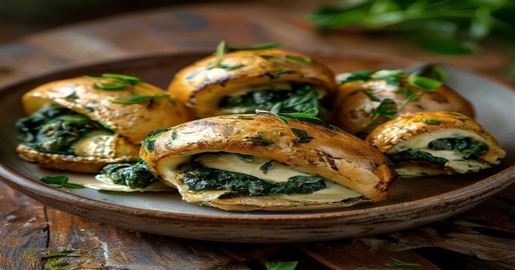 Easy vegan stuffed mushrooms with spinach & herbs
