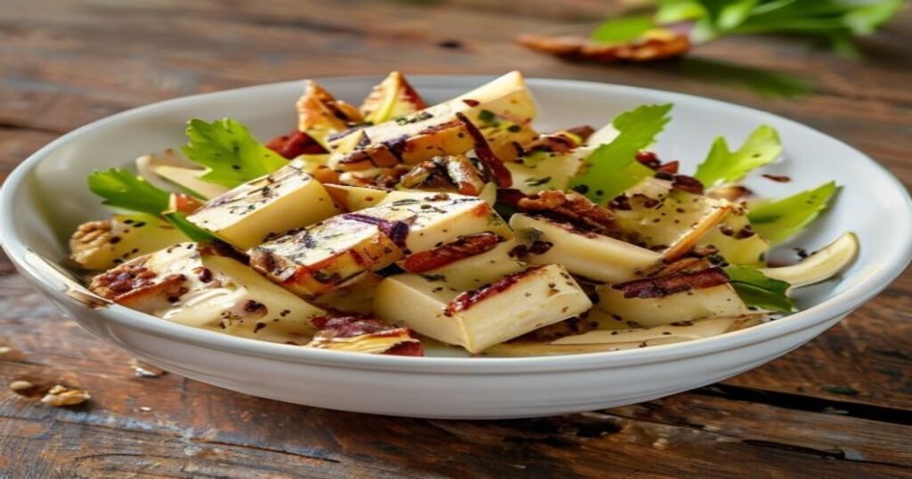 Easy vegan Waldorf salad with crisp apples, walnuts & creamy dressing