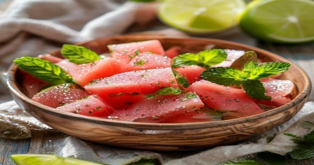 Easy vegan watermelon & mint salad with fresh lime