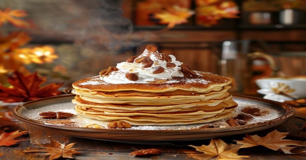 Fluffy plant-based pumpkin spice pancakes