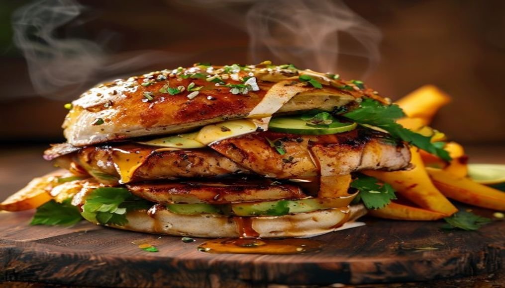 Grilled honey chipotle chicken avocado melts high-protein