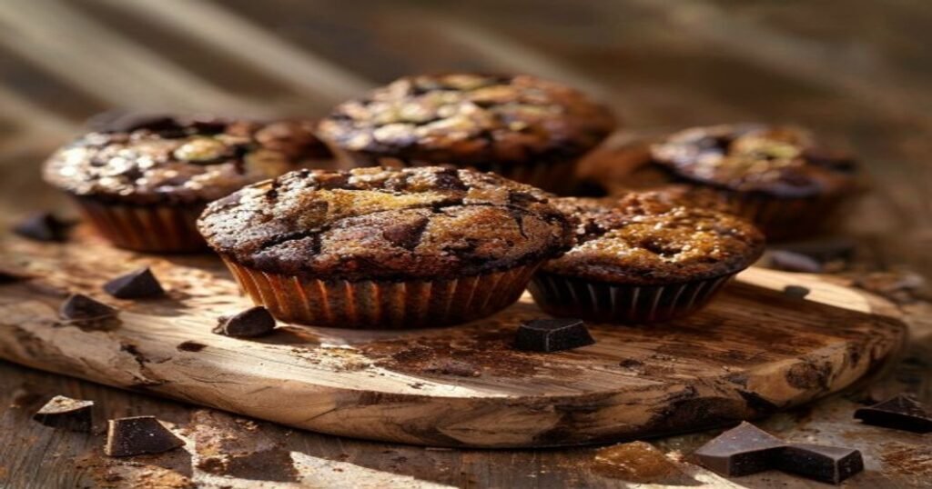 Healthy vegan zucchini chocolate muffins with hidden veggies