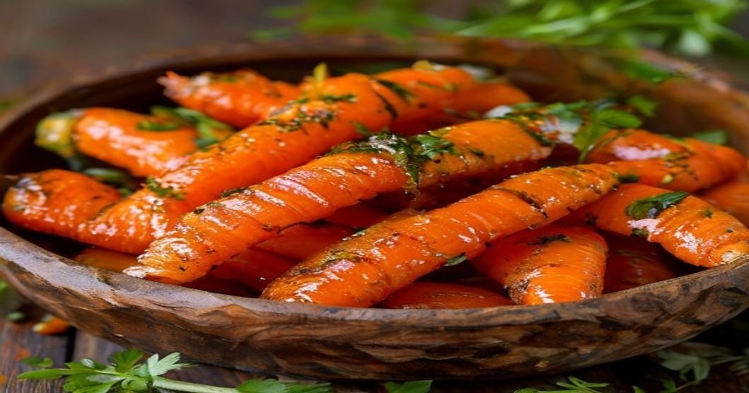Hot honey-roasted carrots with zesty chimichurri drizzle
