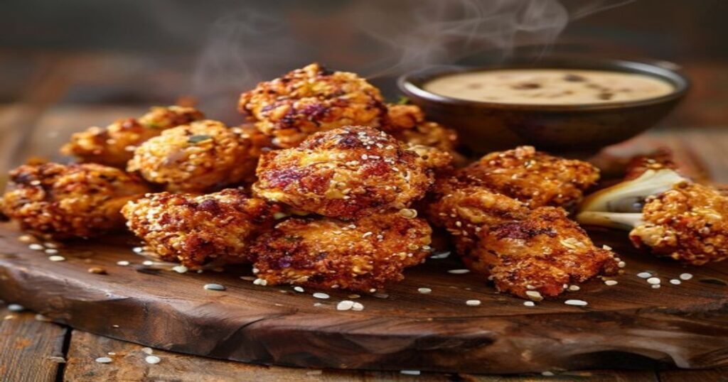 Crispy cauliflower wings with spicy sauce – irresistible plant-based snack (118 characters)