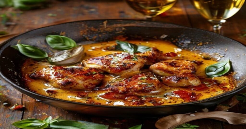 Creamy sun-dried tomato chicken in one pan