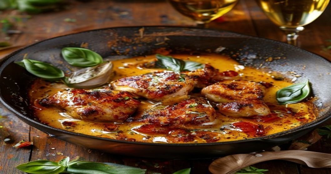 Creamy sun-dried tomato chicken in one pan
