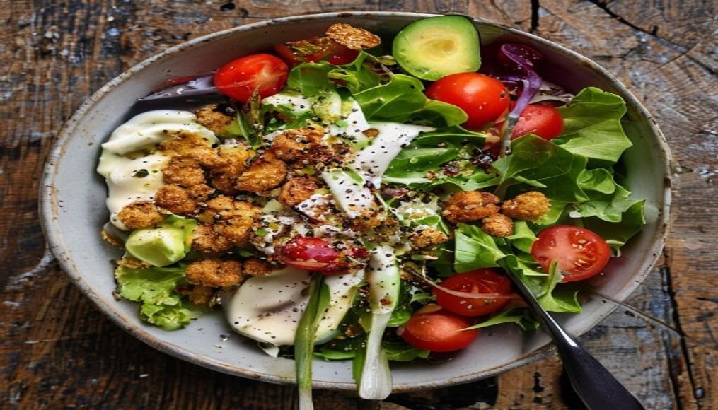 Protein-packed quinoa Caesar bowl with roasted chickpeas