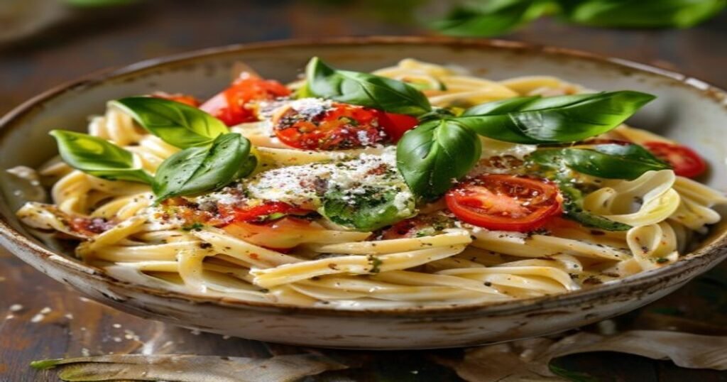 Protein-packed white bean & pesto pasta salad with fresh herbs