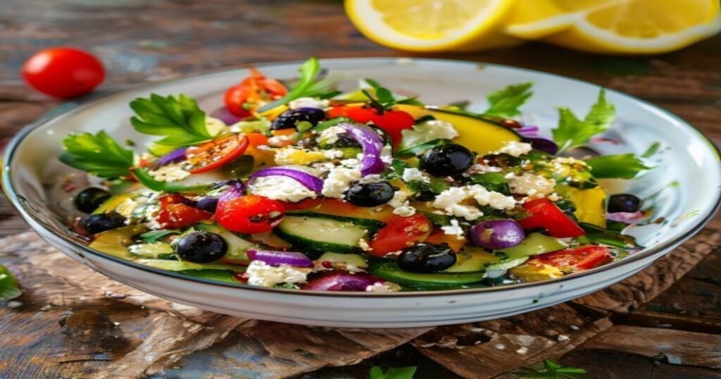 Quick Mediterranean chickpea & cucumber salad with fresh herbs & lemon