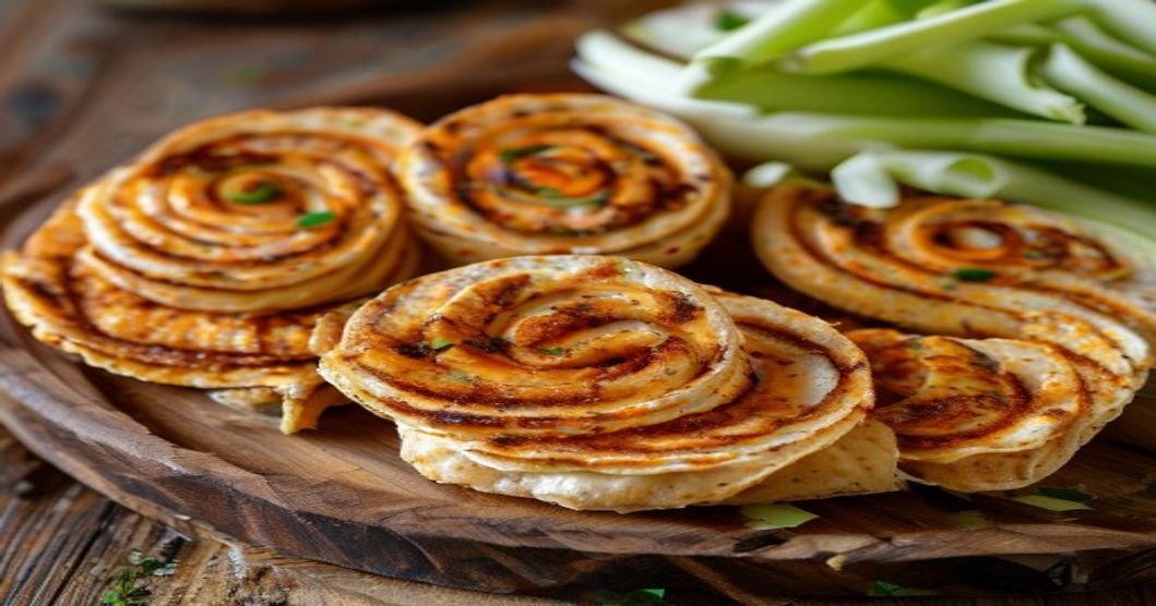 Spicy vegan buffalo chickpea pinwheels with creamy dairy-free filling (118 characters)