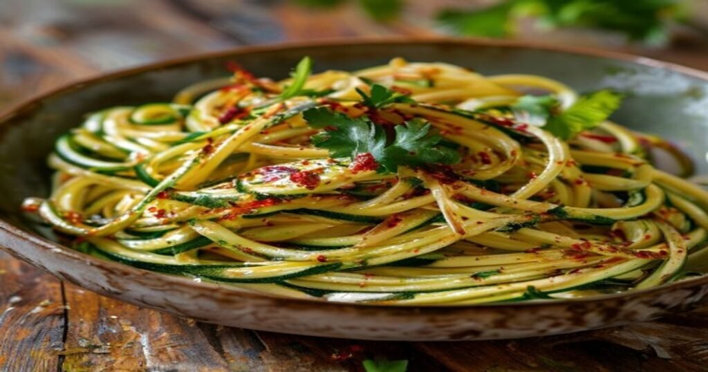Quick vegan garlic butter zucchini noodles