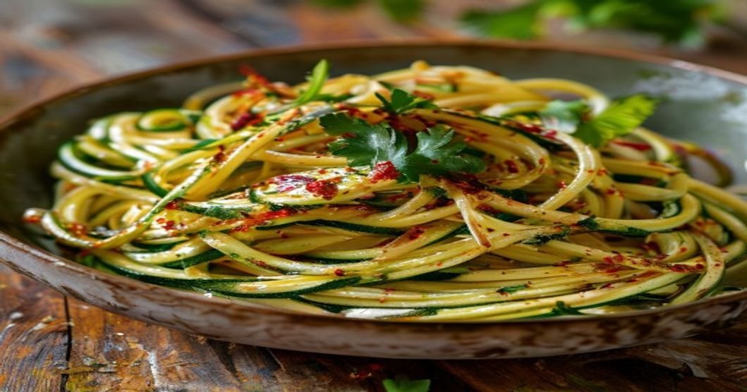 Quick vegan garlic butter zucchini noodles