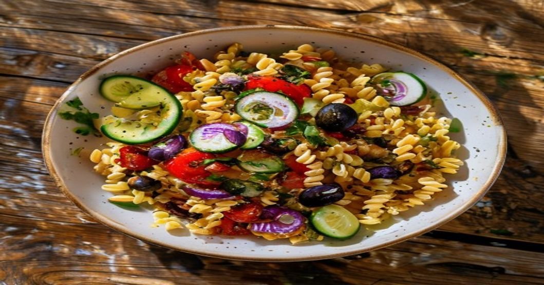 Quick Vegan Mediterranean Orzo Bowl with fresh veggies & herbs